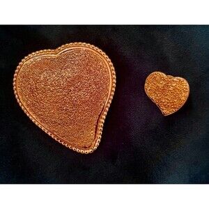 Vintage Yves Saint Laurent 2  signature heart Brooches /Vintage